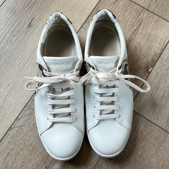 Emporio Armani Leather Sneaker with Snakeskin Detail - Picture 4 of 11